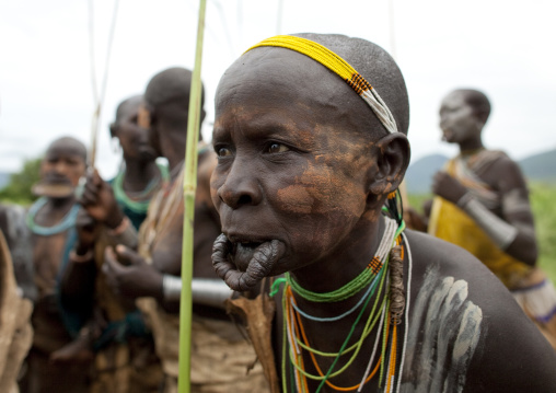 Surma Woman With Stretched Lip, Kibbish Village, Omo Valley, Ethiopia