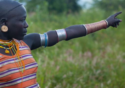 Surma Girl With Copper Bracelets, Turgit Village, Omo Valley, Ethiopia