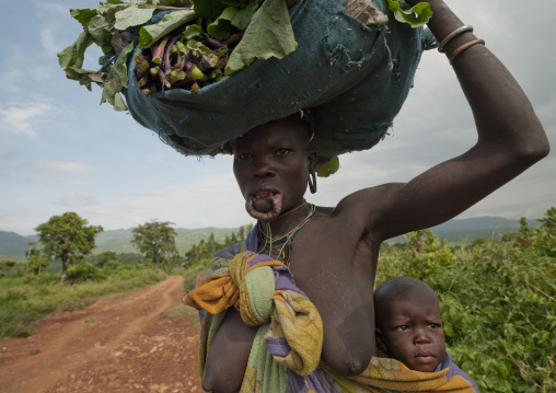 Surma Woman With A Stretched Lip, Turgit Village, Omo Valley, Ethiopia