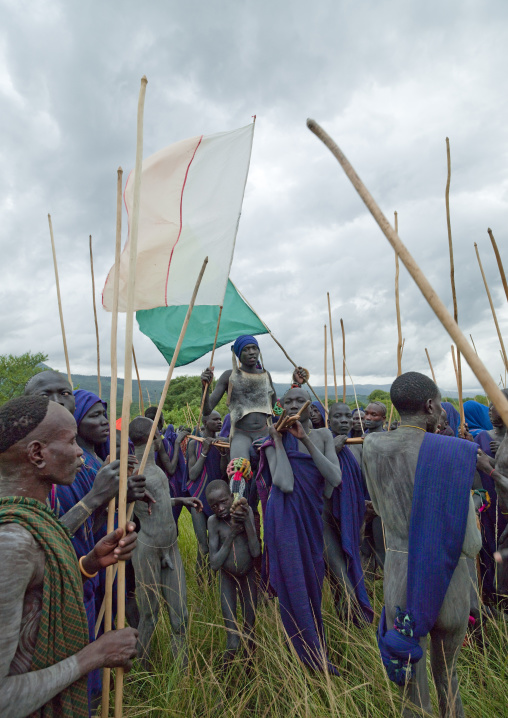 Donga stick fighting in Suri tribe, Tulgit, Omo valley, Ethiopia