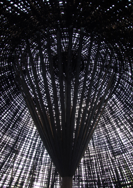 Gurage traditional roof without thatch in renovation, Gurage Zone, Butajira, Ethiopia