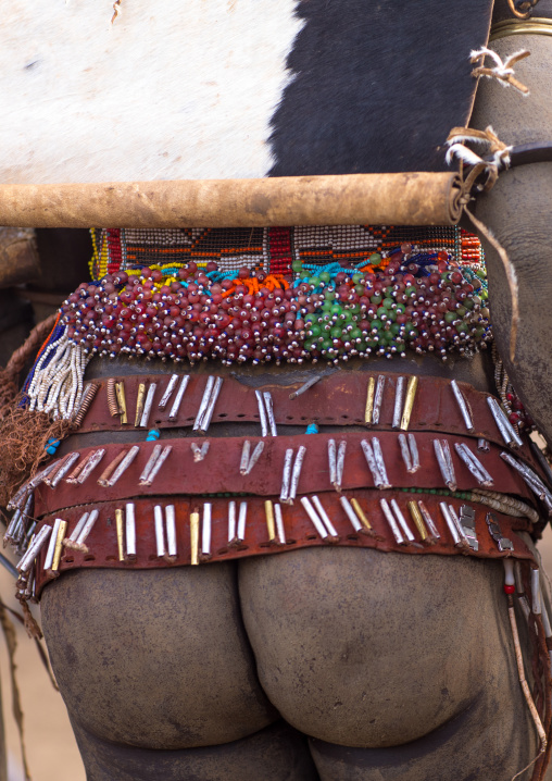 Bodi tribe fat man during Kael ceremony, Omo valley, Hana Mursi, Ethiopia