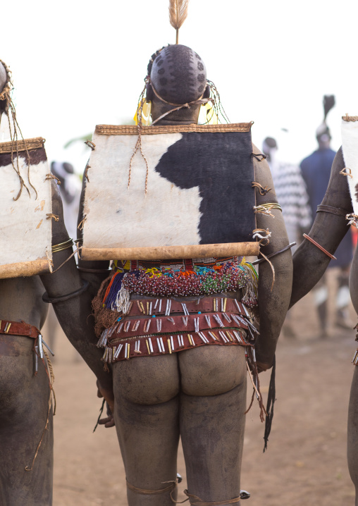 Bodi tribe fat man during Kael ceremony, Omo valley, Hana Mursi, Ethiopia