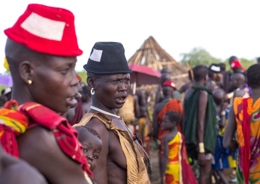 Women during the fat men ceremony in Bodi tribe, Omo valley, Hana Mursi, Ethiopia