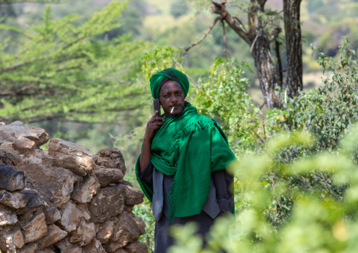 Harari cleric on the phone, Harari Region, Harar, Ethiopia