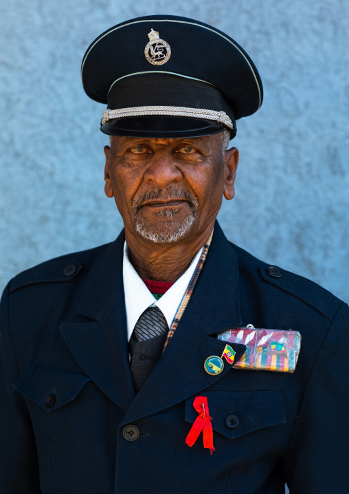 Veteran from the italo-ethiopian war in army uniform, Addis Abeba region, Addis Ababa, Ethiopia