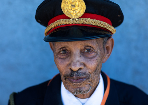 Veteran from the italo-ethiopian war in army uniform, Addis Abeba region, Addis Ababa, Ethiopia