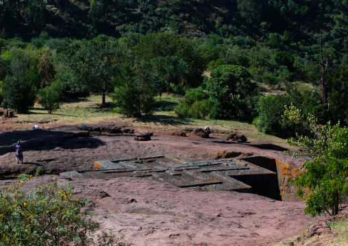 Monolithic rock-cut church of bete giyorgis, Amhara Region, Lalibela, Ethiopia