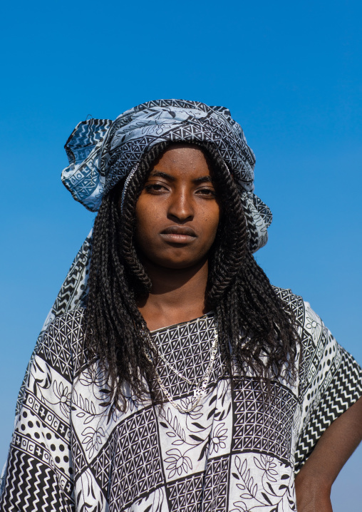 Portrait of a beautiful afar woman, Afar region, Mile, Ethiopia