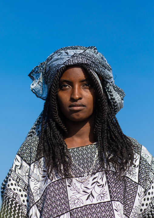 Portrait of a beautiful afar woman, Afar region, Mile, Ethiopia