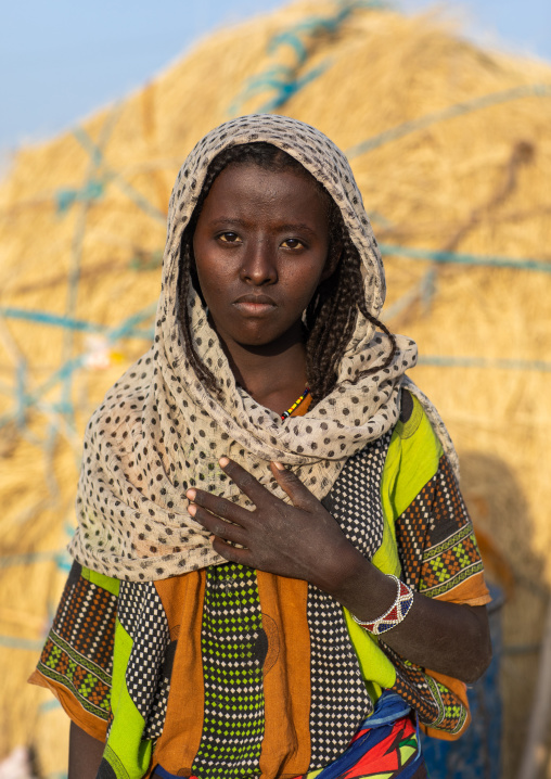 Portrait of an afar tribe girl, Afar Region, Afambo, Ethiopia