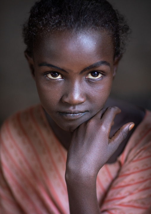 Portrait of an afar tribe girl, Afar Region, Afambo, Ethiopia