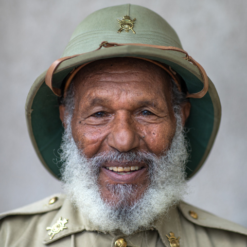 Veteran from the italo-ethiopian war in army uniform, Addis Abeba region, Addis Ababa, Ethiopia