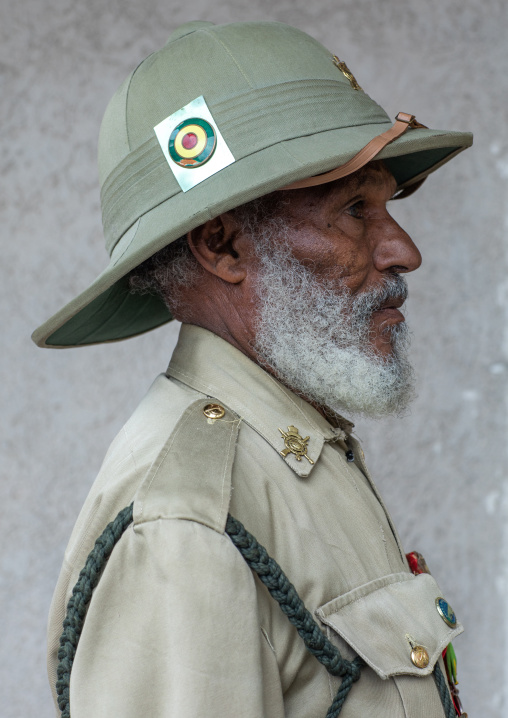 Veteran from the italo-ethiopian war in army uniform, Addis Abeba region, Addis Ababa, Ethiopia