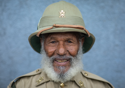 Veteran from the italo-ethiopian war in army uniform, Addis Abeba region, Addis Ababa, Ethiopia