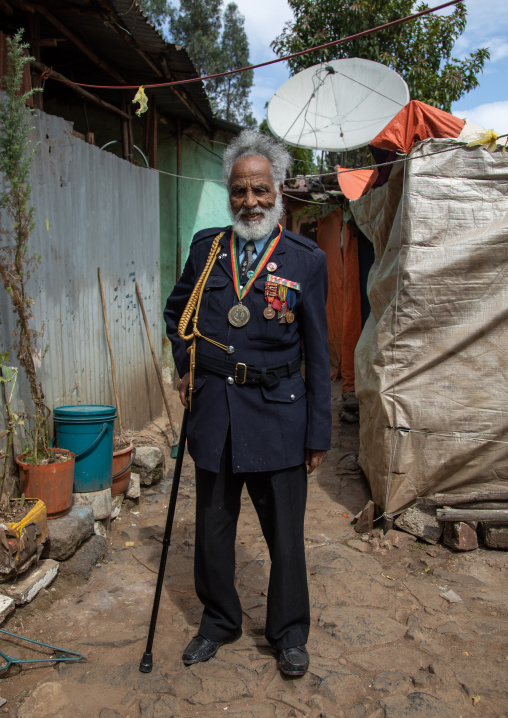 Veteran from the italo-ethiopian war in army uniform, Addis Abeba region, Addis Ababa, Ethiopia