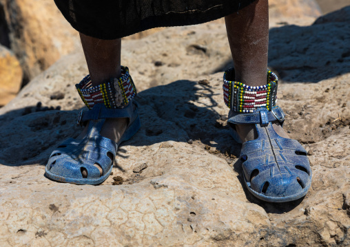 Issa tribe woman with beaded anklets, Afar Region, Gewane, Ethiopia