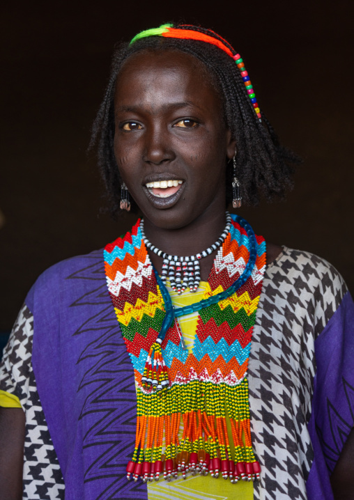 Oromo woman with a beaded necklace, Oromia, Mileso, Ethiopia