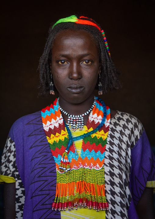 Oromo woman with a beaded necklace, Oromia, Mileso, Ethiopia