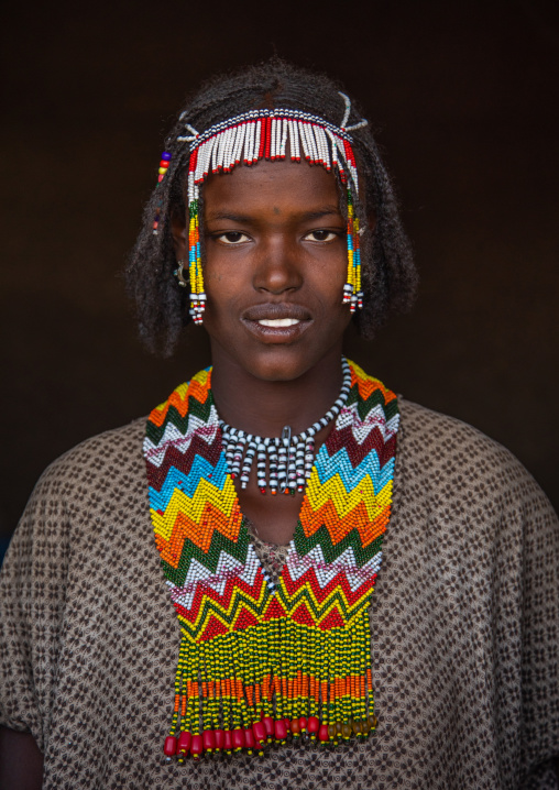 Oromo woman with a beaded necklace, Oromia, Mileso, Ethiopia