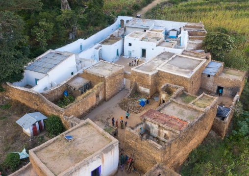 Aerial view of muslim holy site in the countryside, Harari Region, Harar, Ethiopia