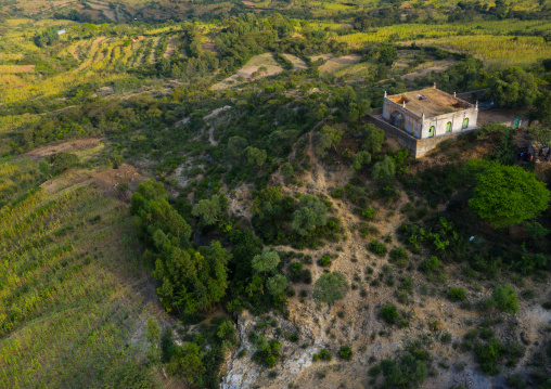 Aerial view of muslim holy site in the countryside, Harari Region, Harar, Ethiopia