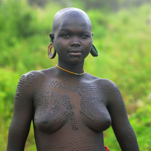 Surma Girl With Scars, Turgit Village, Omo Valley, Ethiopia