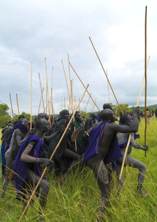 Donga stick fighting in Suri tribe, Tulgit, Omo valley, Ethiopia