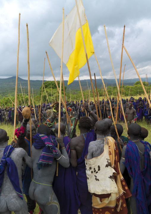 Donga stick fighting in Suri tribe, Tulgit, Omo valley, Ethiopia