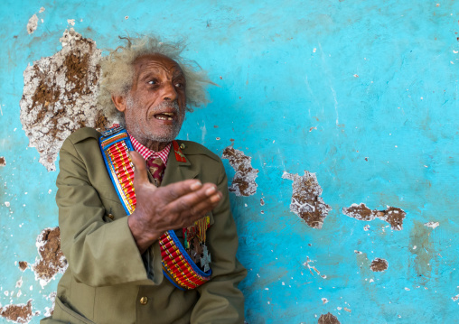 Ethiopian veteran from the italo-ethiopian war in army uniform, Addis Ababa Region, Addis Ababa, Ethiopia