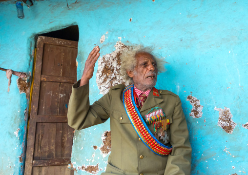 Ethiopian veteran from the italo-ethiopian war in army uniform, Addis Ababa Region, Addis Ababa, Ethiopia