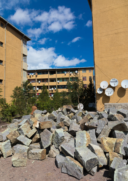 Popular and middle class new apartments blocks with satellite dishes, Addis Ababa Region, Addis Ababa, Ethiopia