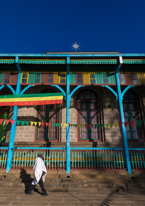 Ethiopian pilgrim in Entoto orthodox Maryam Church, Addis Ababa Region, Addis Ababa, Ethiopia