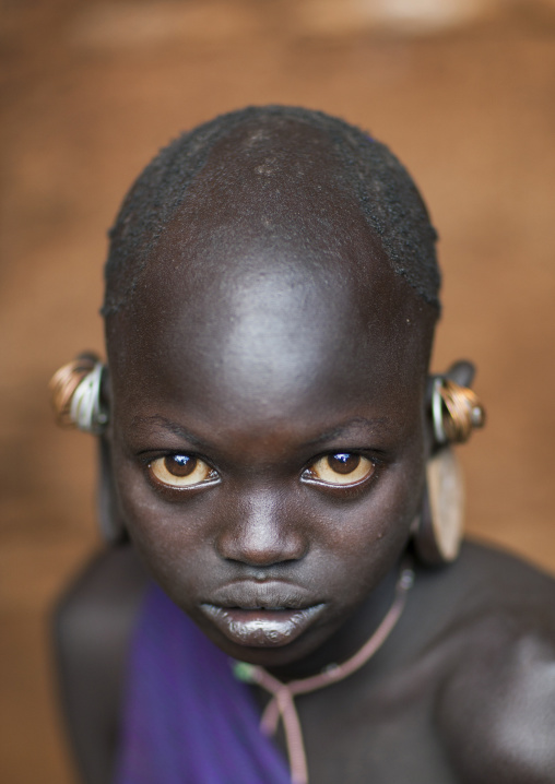 Suri Tribe Kid With Enlarged Earlobes, Kibish, Omo Valley, Ethiopia