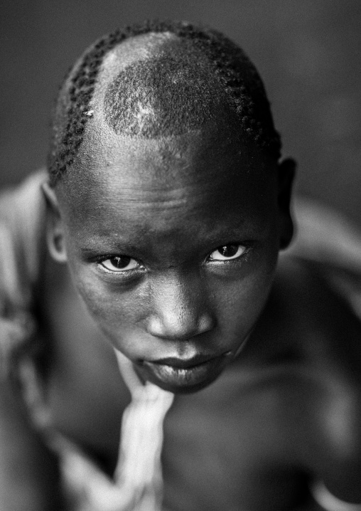 Suri Tribe Boy With Artistic Haircut, Kibish, Omo Valley, Ethiopia