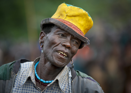 Suri tribe man dancing at a ceremony, Kibish, Omo valley, Ethiopia