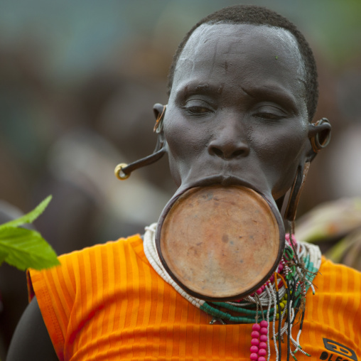 Suri tribe woman with a lip plate, Kibish, Omo valley, Ethiopia