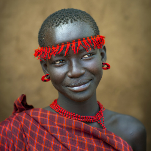 Miss Domoget, Bodi Tribe Woman With Headband, Hana Mursi, Omo Valley, Ethiopia