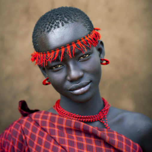 Miss Domoget, Bodi Tribe Woman With Headband, Hana Mursi, Omo Valley, Ethiopia