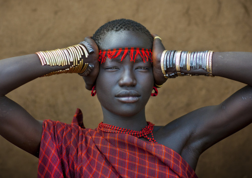 Miss Domoget, Bodi Tribe Woman With Headband, Hana Mursi, Omo Valley, Ethiopia