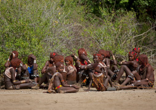 Hamar Tribe Women At A Bull Jumping Ceremony, Turmi, Omo Valley, Ethiopia