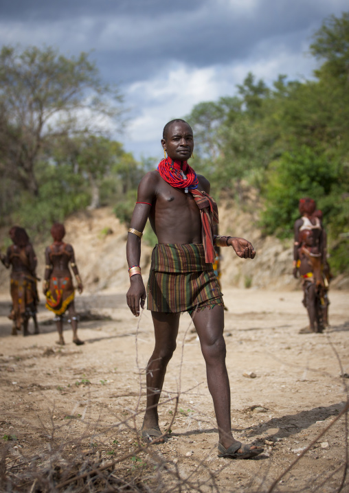 Maze Hamar Tribe Whipper At Bull Jumping Ceremony, Turmi, Omo Valley, Ethiopia