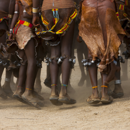 Hamer Tribe Women Dancing During Bull Jumping Ceremony, Turmi, Omo Valley, Ethiopia