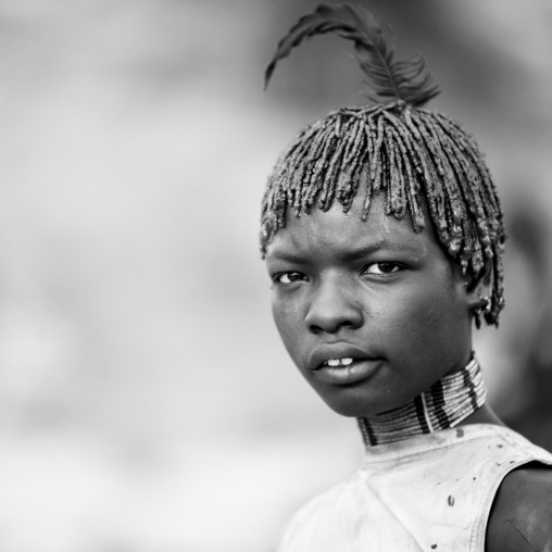 Young Hamar Tribe Girl At Bull Jumping Ceremony, Turmi, Omo Valley, Ethiopia