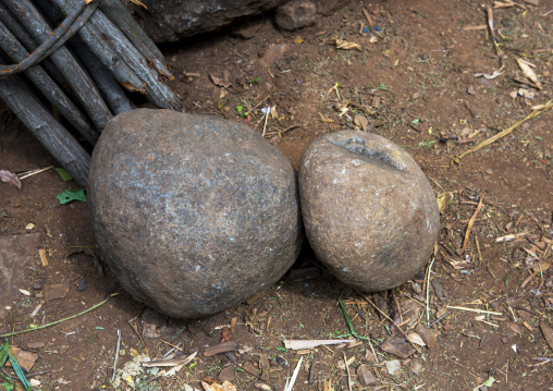 Wedding Stones Grooms Have To Hold In Order To Get Married, Konso Tribe, Omo Valley, Ethiopia