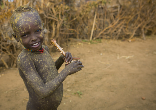 Dassanech Tribe Warriors Sharing Cow Meat During A Ceremony, Omorate, Omo Valley, Ethiopia