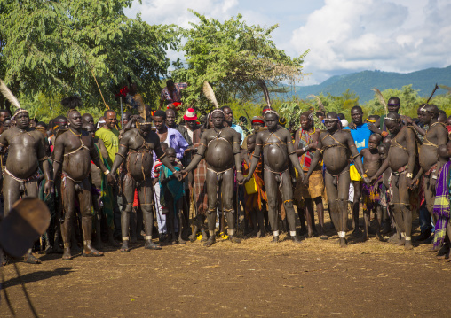 Bodi Tribe Fat Men During Kael Ceremony, Hana Mursi, Omo Valley, Ethiopia