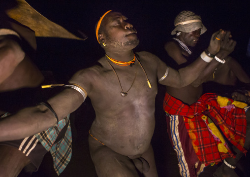 Bodi Tribe Men Celebrating The Kael, Hana Mursi, Omo Valley, Ethiopia