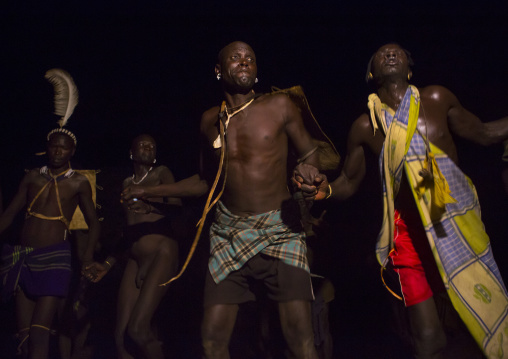 Bodi Tribe Men Celebrating The Kael, Hana Mursi, Omo Valley, Ethiopia