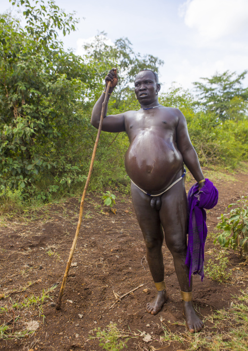 Bodi Tribe Fat Man During Kael Ceremony, Hana Mursi, Omo Valley, Ethiopia